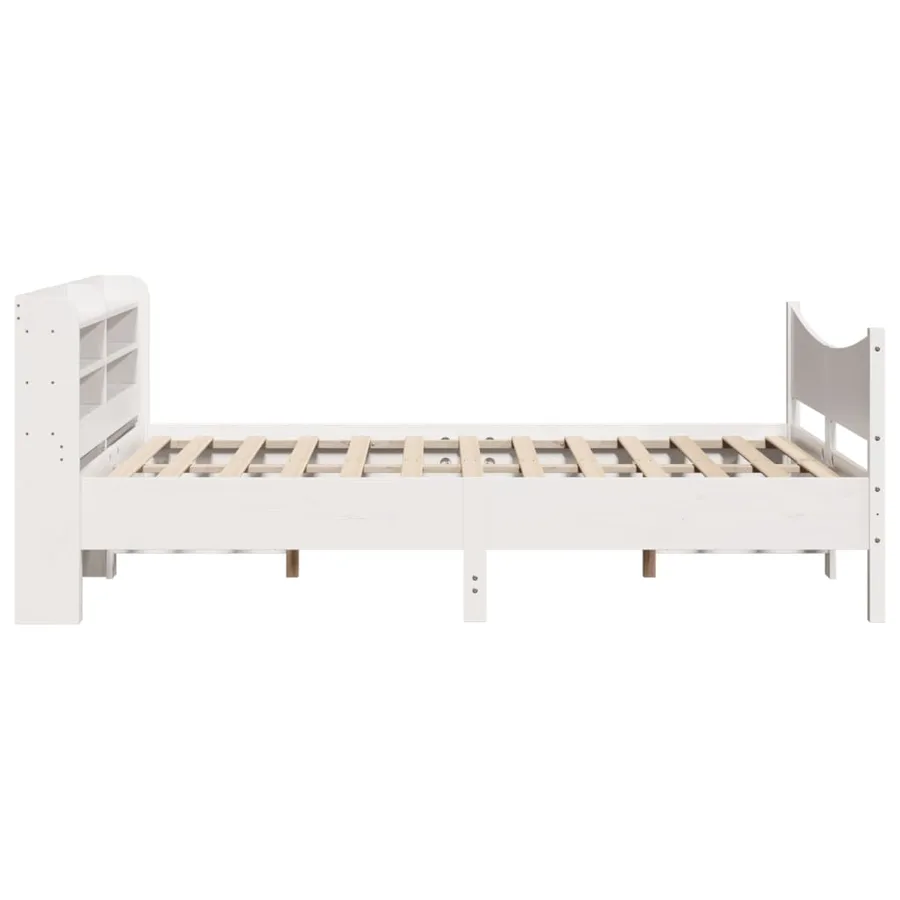 Cadre de lit avec tête de lit blanc 135x190 cm bois pin massif - 7