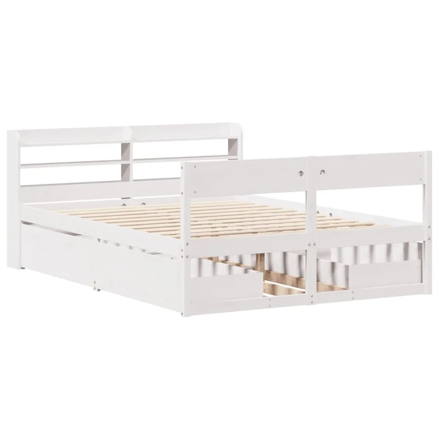 Cadre de lit sans matelas blanc 135x190 cm bois de pin massif - 3