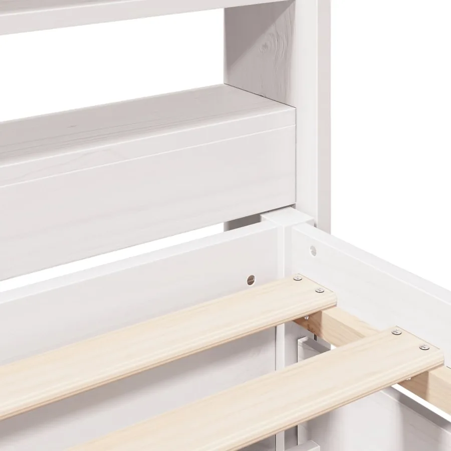 Cadre de lit sans matelas blanc 135x190 cm bois de pin massif - 9