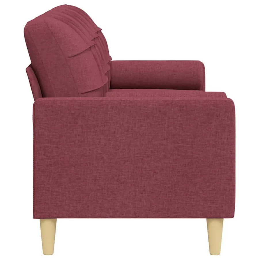Canapé 3 places avec oreillers décoratifs bordeaux 210 cm tissu - 4