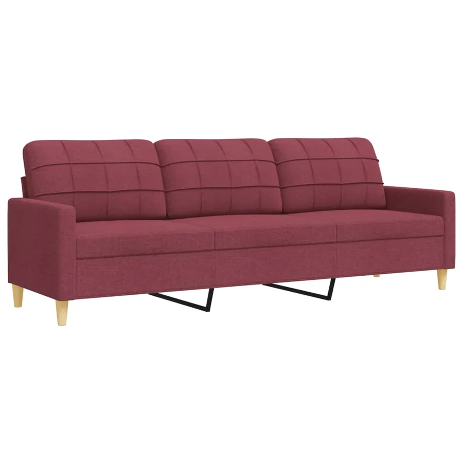 Ensemble de canapés 3 pcs coussins décoratifs bordeaux tissu - 6