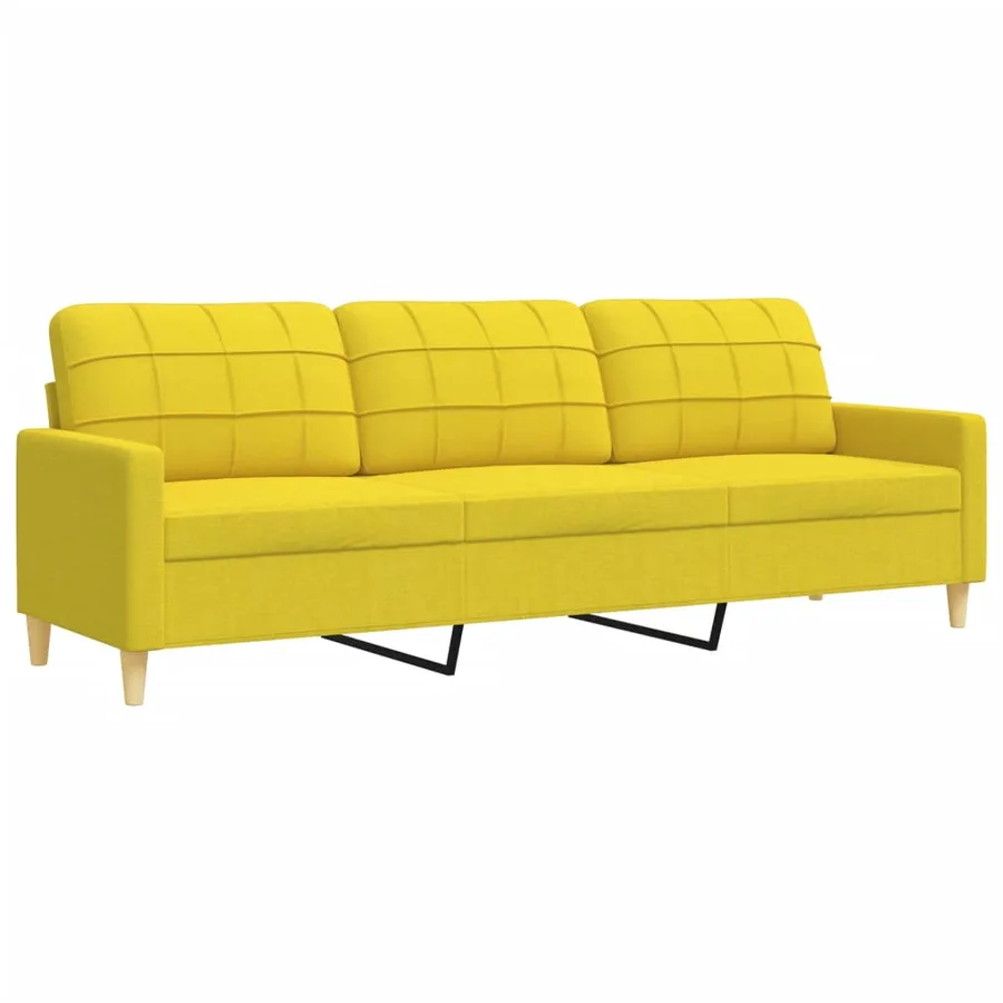 Ensemble de canapés 4 pcs avec repose-pied jaune clair tissu - 6