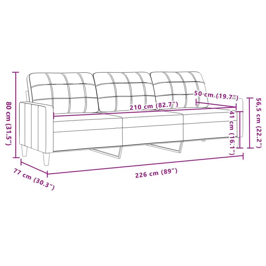 Ensemble de canapés 3 pcs avec repose-pied gris foncé tissu - 9