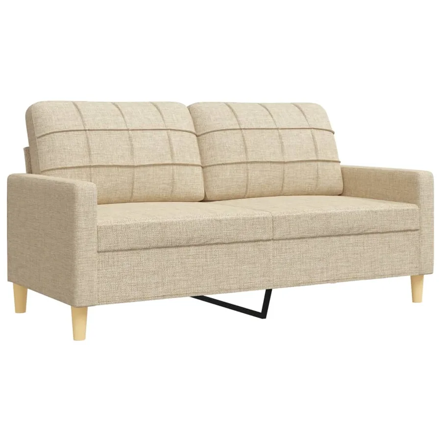 Ensemble de canapés 2 pcs avec coussins décoratifs crème tissu - 4
