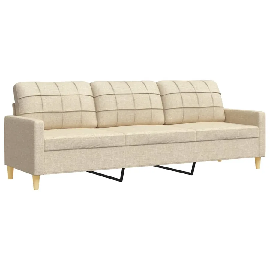 Ensemble de canapés 2 pcs avec coussins décoratifs crème tissu - 5