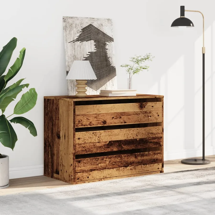 Commode d'angle vieux bois 80x41x58 cm bois d'ingénierie - 3