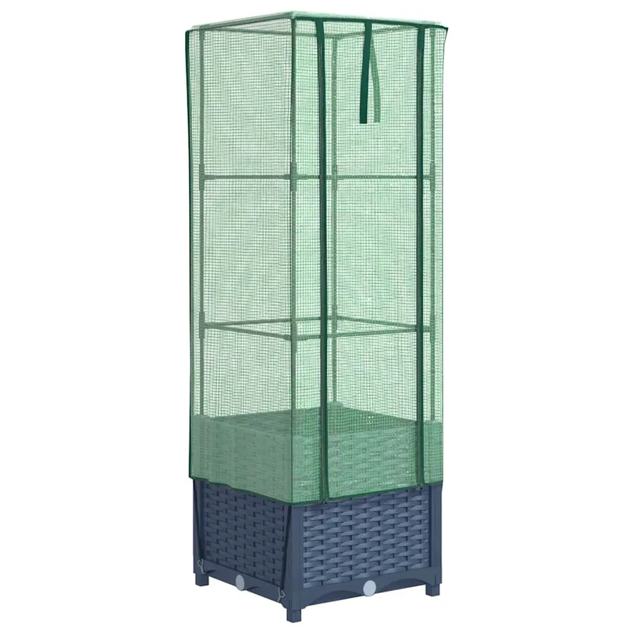 Jardinière surélevée avec housse aspect rotin 40x40x139 cm - 2