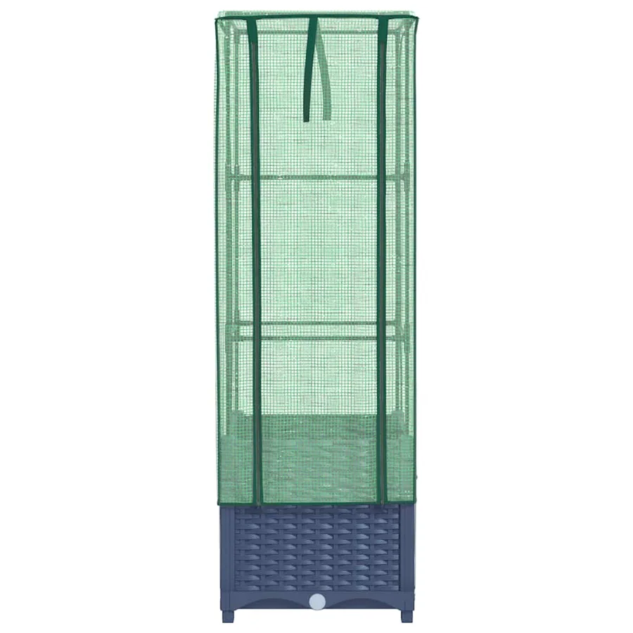 Jardinière surélevée avec housse aspect rotin 40x40x139 cm - 4