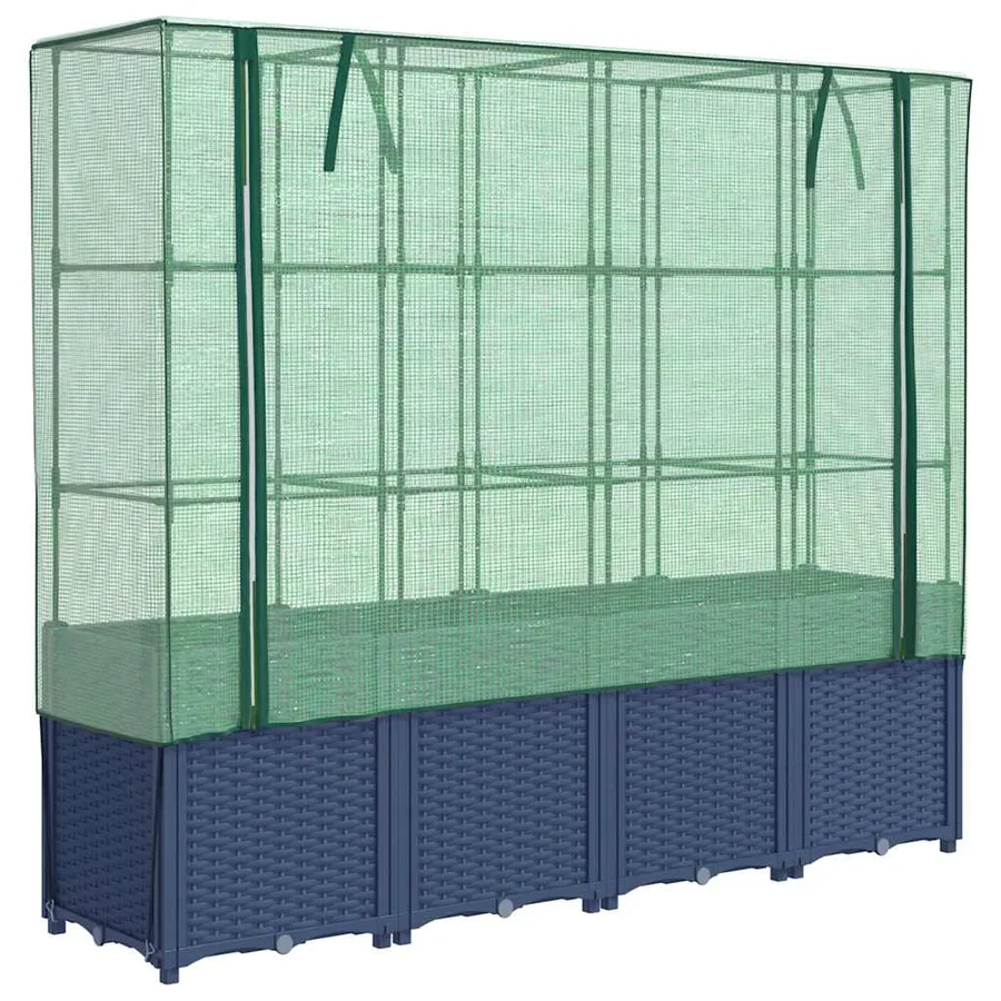 Lit surélevé avec housse de serre aspect rotin 160 x 40 x 153 cm - 2