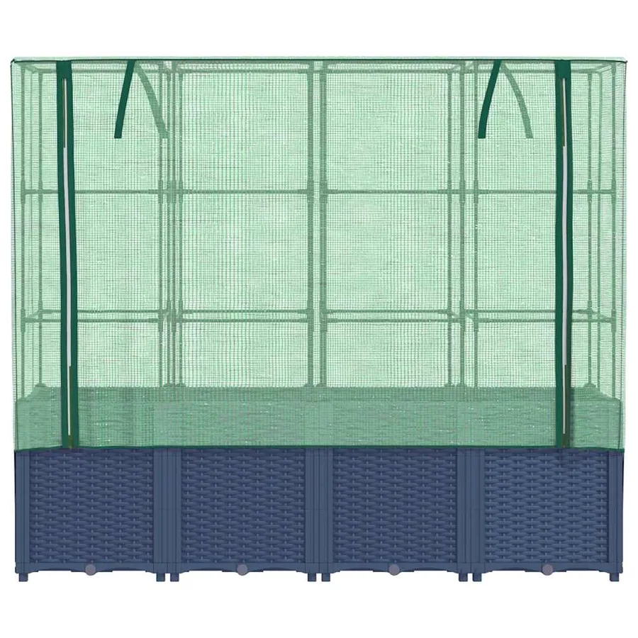 Lit surélevé avec housse de serre aspect rotin 160 x 40 x 153 cm - 4
