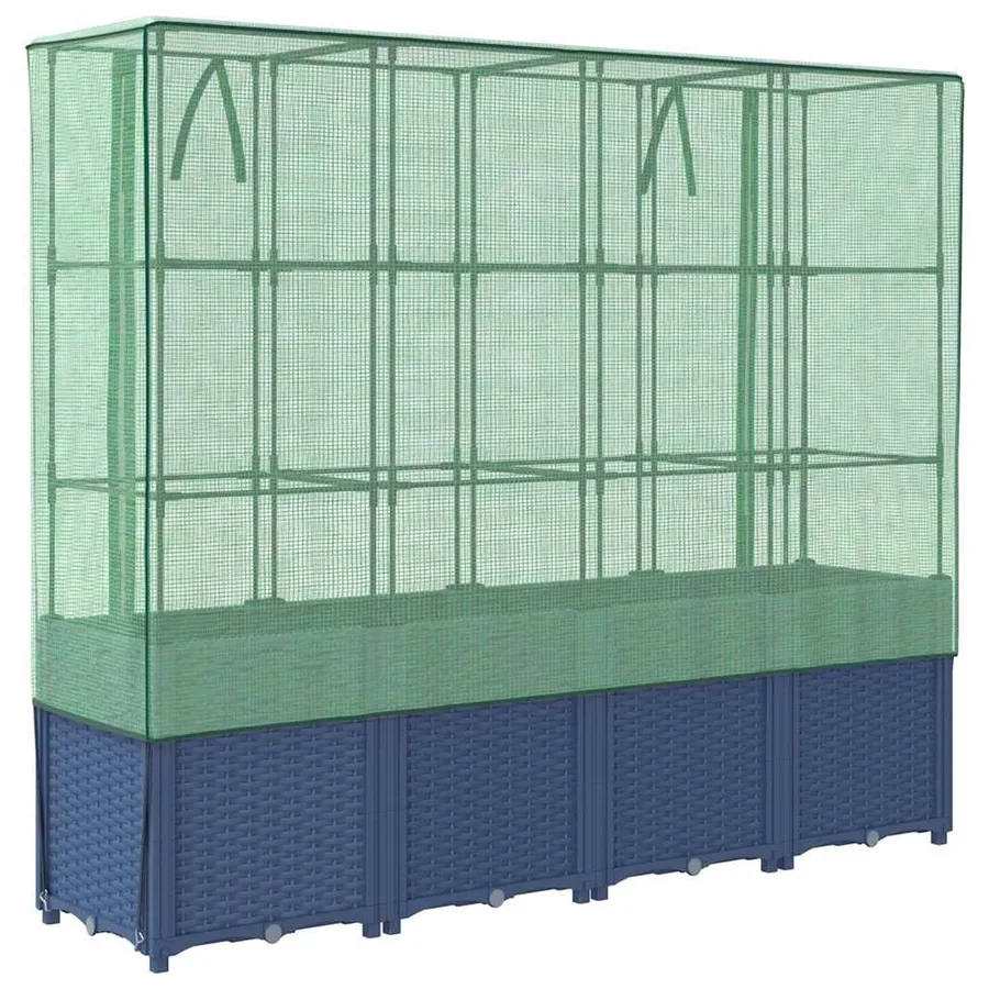Lit surélevé avec housse de serre aspect rotin 160 x 40 x 153 cm - 6