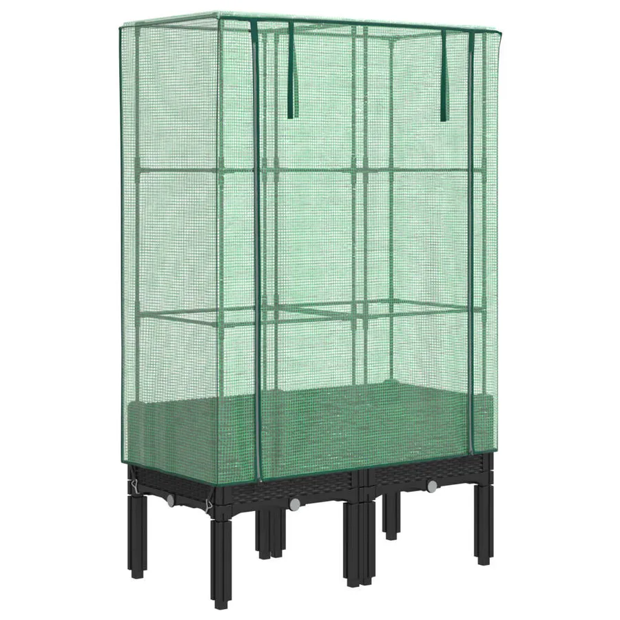 Jardinière surélevée avec housse aspect rotin 80x40x140 cm - 2