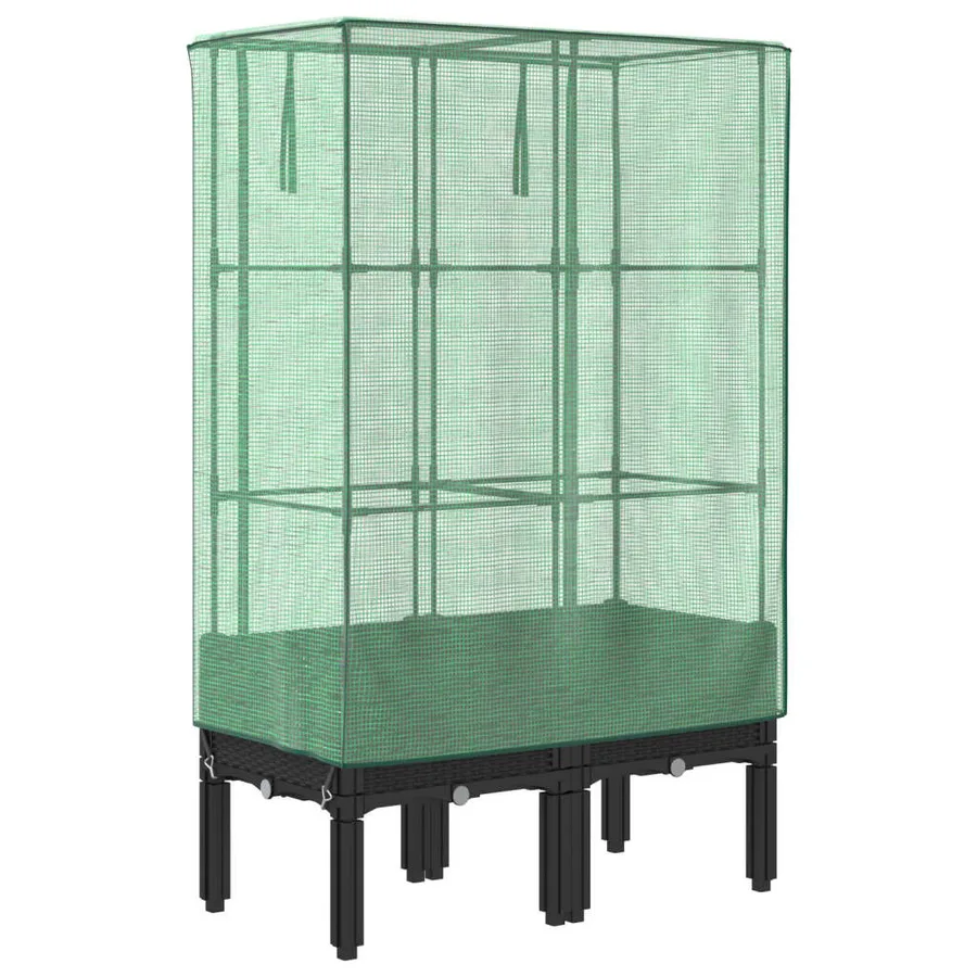 Jardinière surélevée avec housse aspect rotin 80x40x140 cm - 6