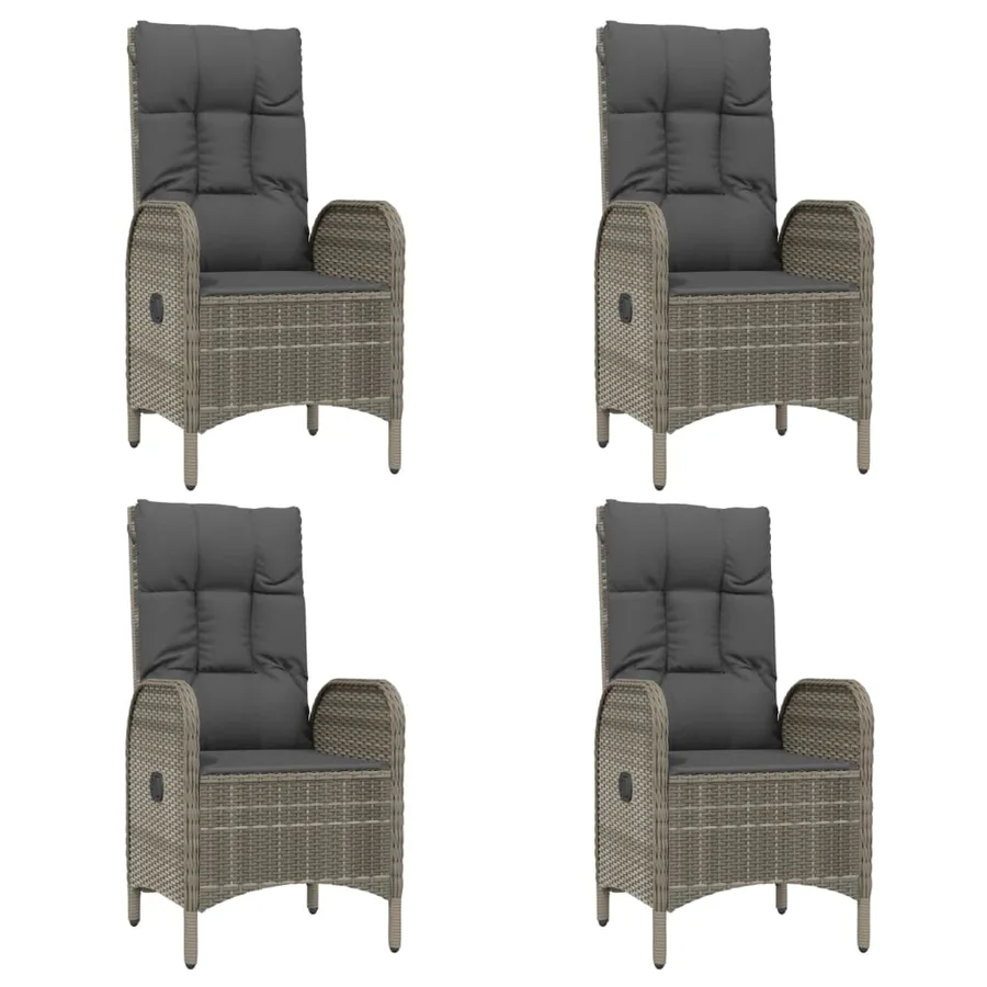Ensemble à manger de jardin coussins 5 pcs noir et gris - 4