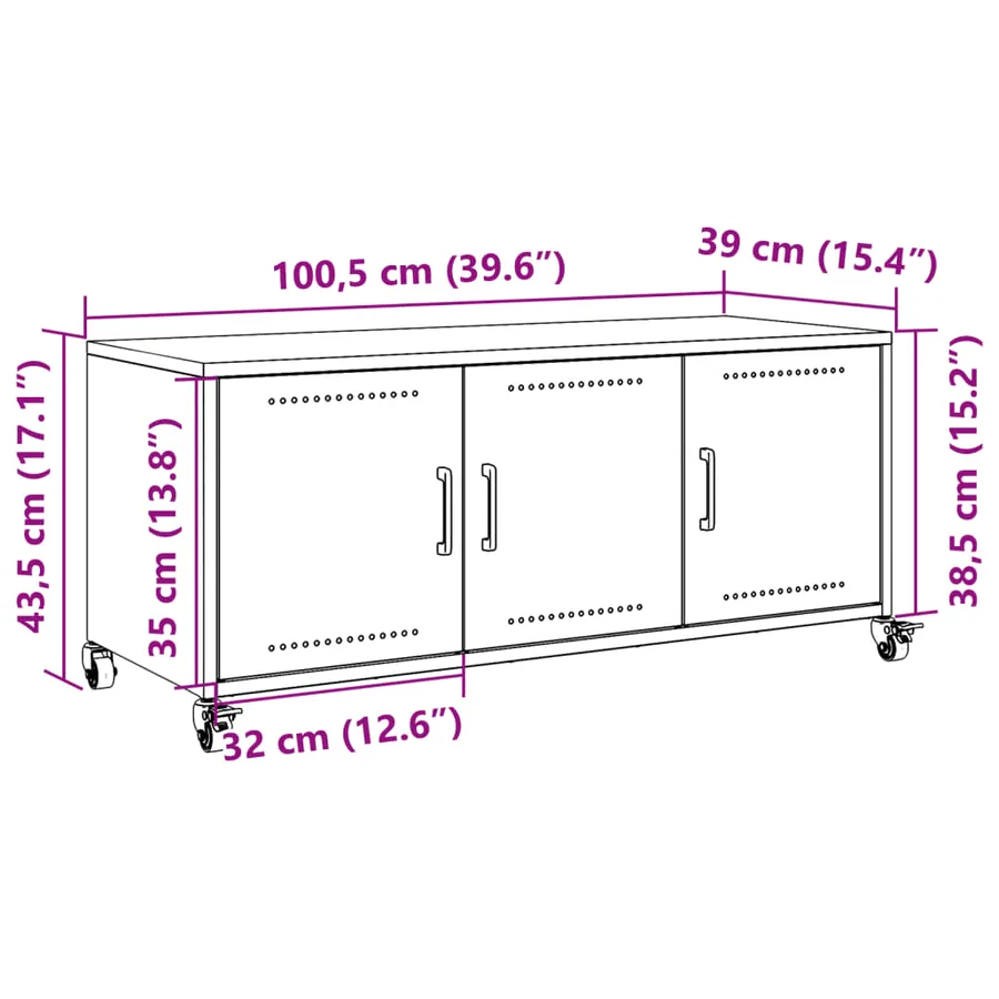 Meuble TV blanc 100,5x39x43,5 cm acier - 14