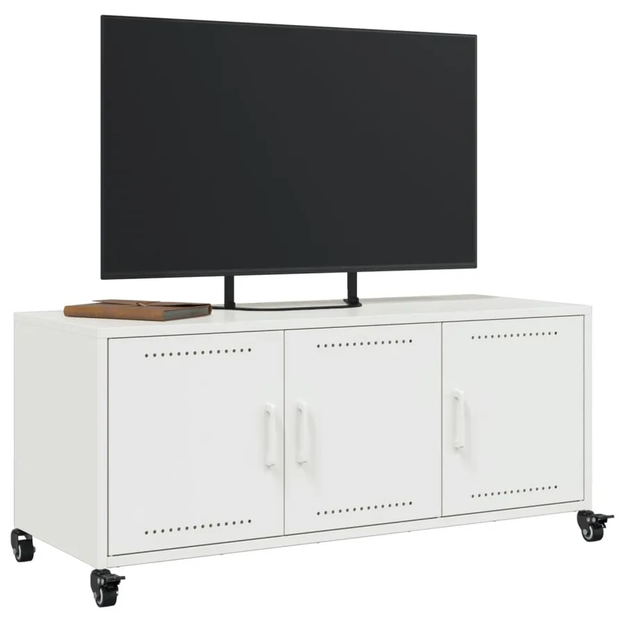 Meuble TV blanc 100,5x39x43,5 cm acier - 5