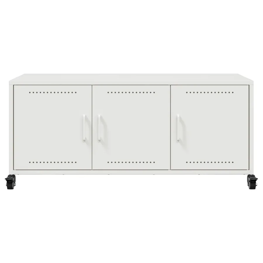 Meuble TV blanc 100,5x39x43,5 cm acier - 6