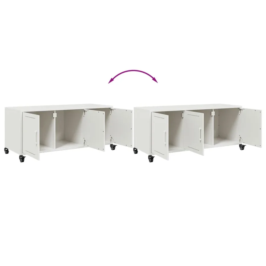 Meuble TV blanc 100,5x39x43,5 cm acier - 9