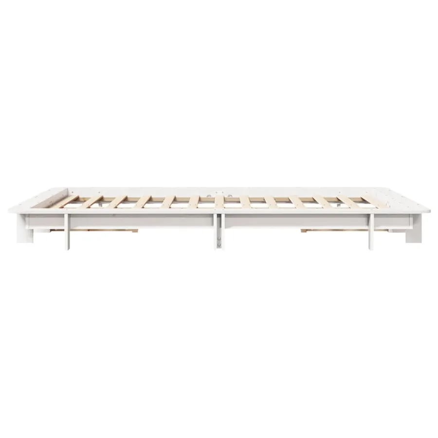 Cadre de lit sans matelas blanc 135x190 cm bois de pin massif - 5