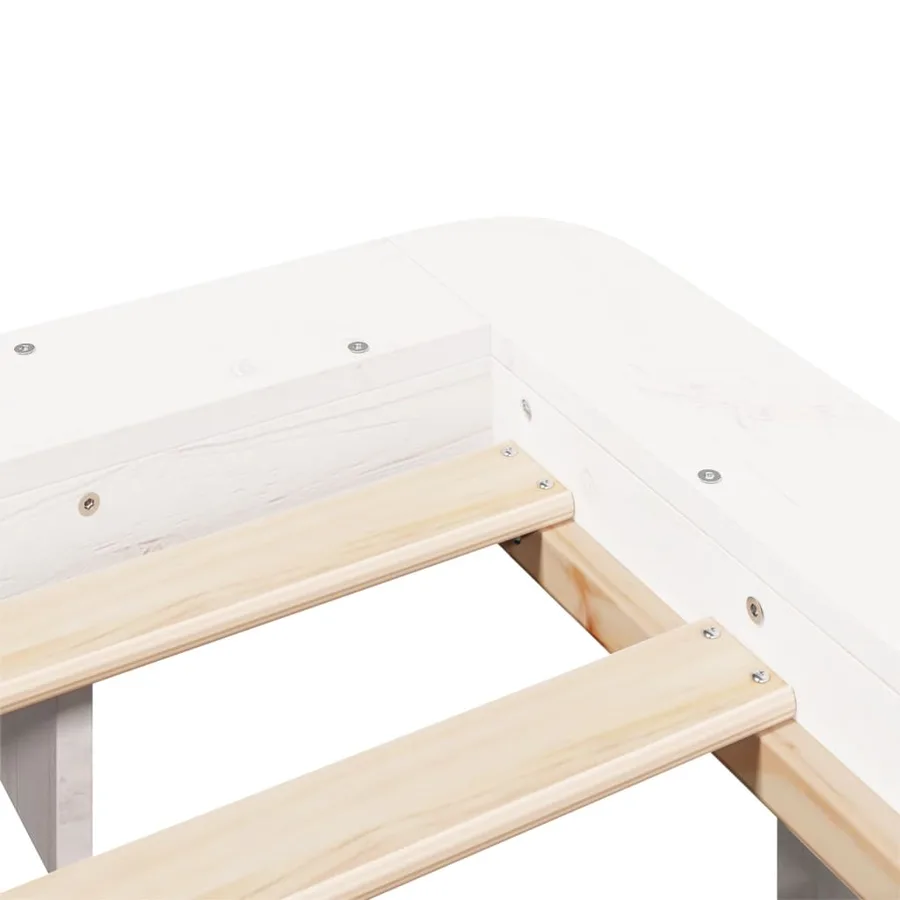 Cadre de lit sans matelas blanc 135x190 cm bois de pin massif - 7