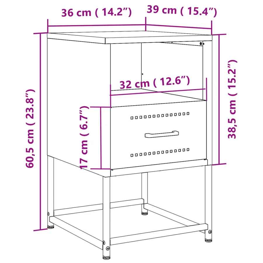 Tables de chevet 2 pcs blanc 36x39x60,5 cm acier - 12