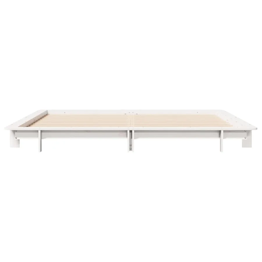 Cadre de lit sans matelas blanc 160x200 cm bois de pin massif - 4