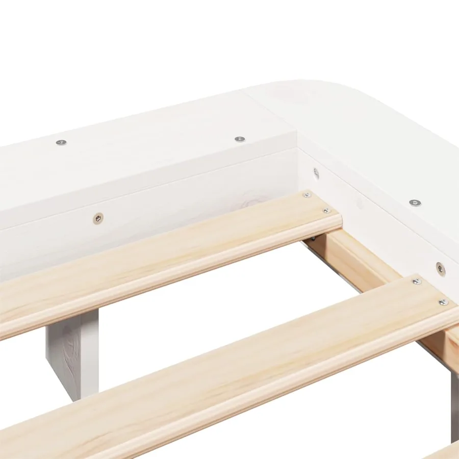 Cadre de lit sans matelas blanc 160x200 cm bois de pin massif - 7