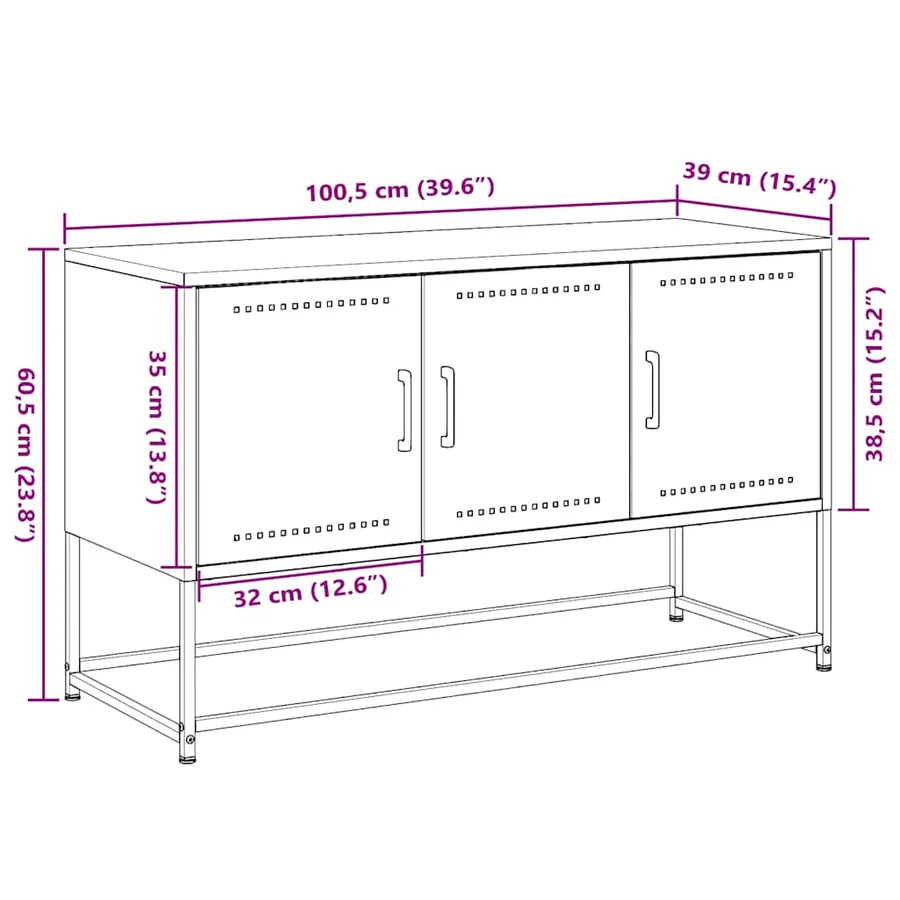Meuble TV blanc 100,5x39x60,5 cm acier - 13