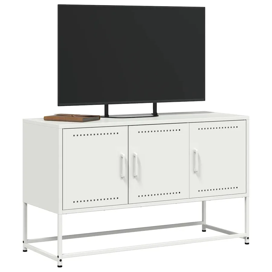 Meuble TV blanc 100,5x39x60,5 cm acier - 4
