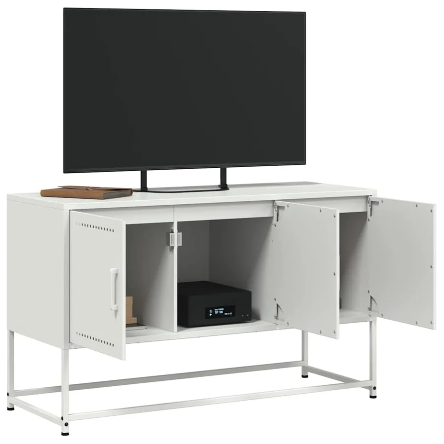 Meuble TV blanc 100,5x39x60,5 cm acier - 5