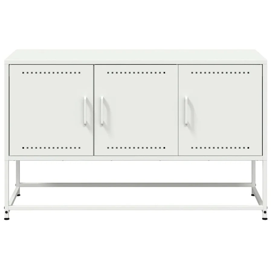Meuble TV blanc 100,5x39x60,5 cm acier - 6