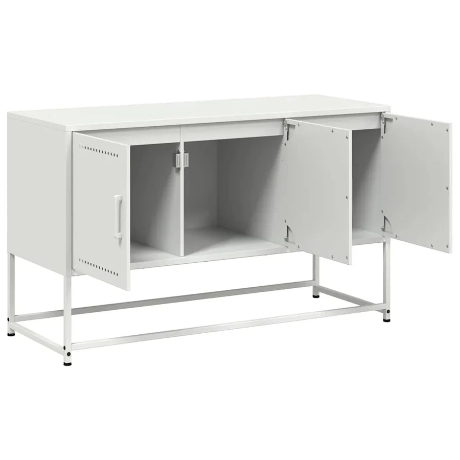 Meuble TV blanc 100,5x39x60,5 cm acier - 9