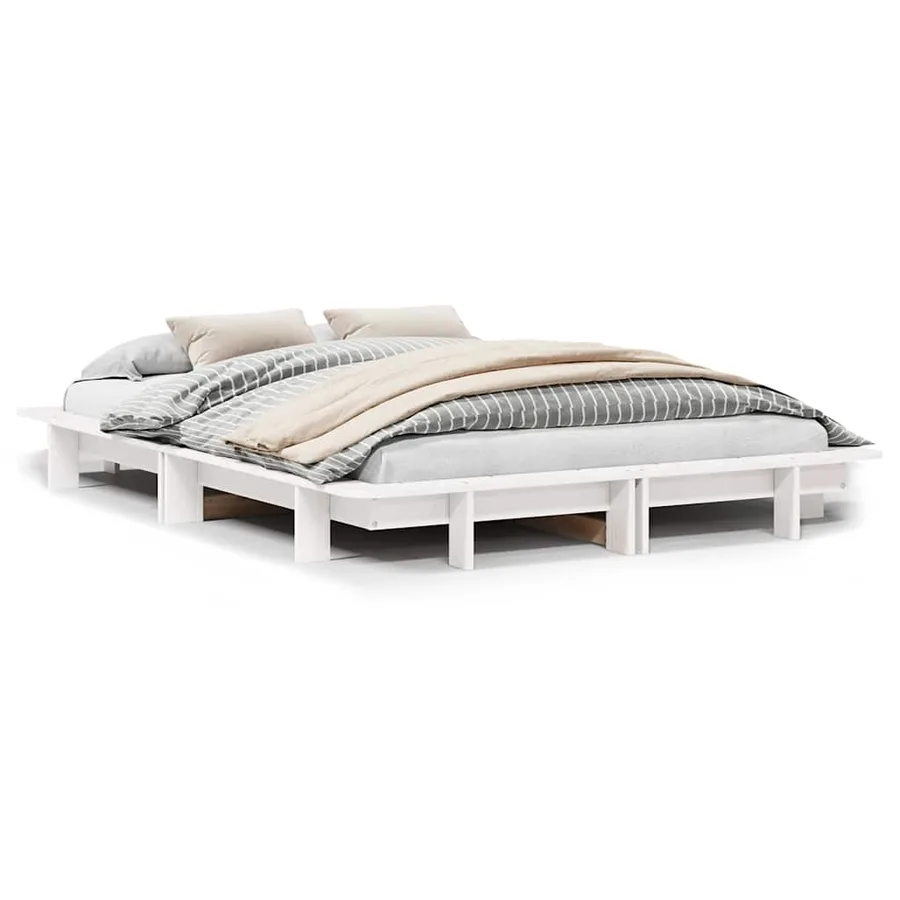 Cadre de lit sans matelas blanc 120x200 cm bois de pin massif - 2