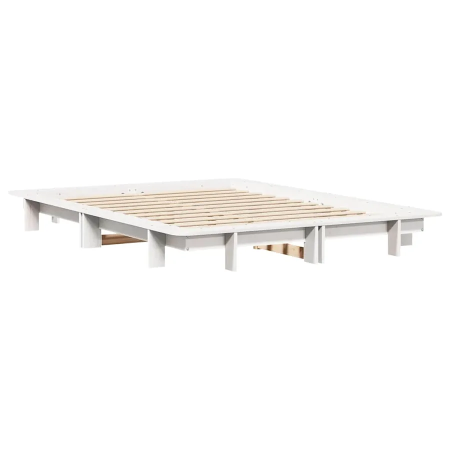 Cadre de lit sans matelas blanc 120x200 cm bois de pin massif - 6