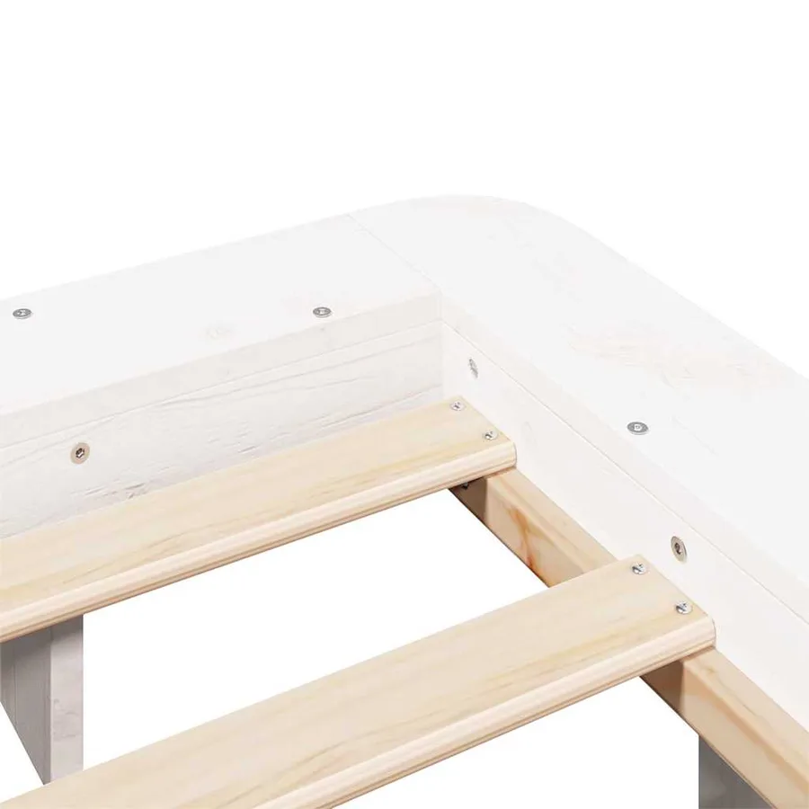 Cadre de lit sans matelas blanc 120x200 cm bois de pin massif - 7