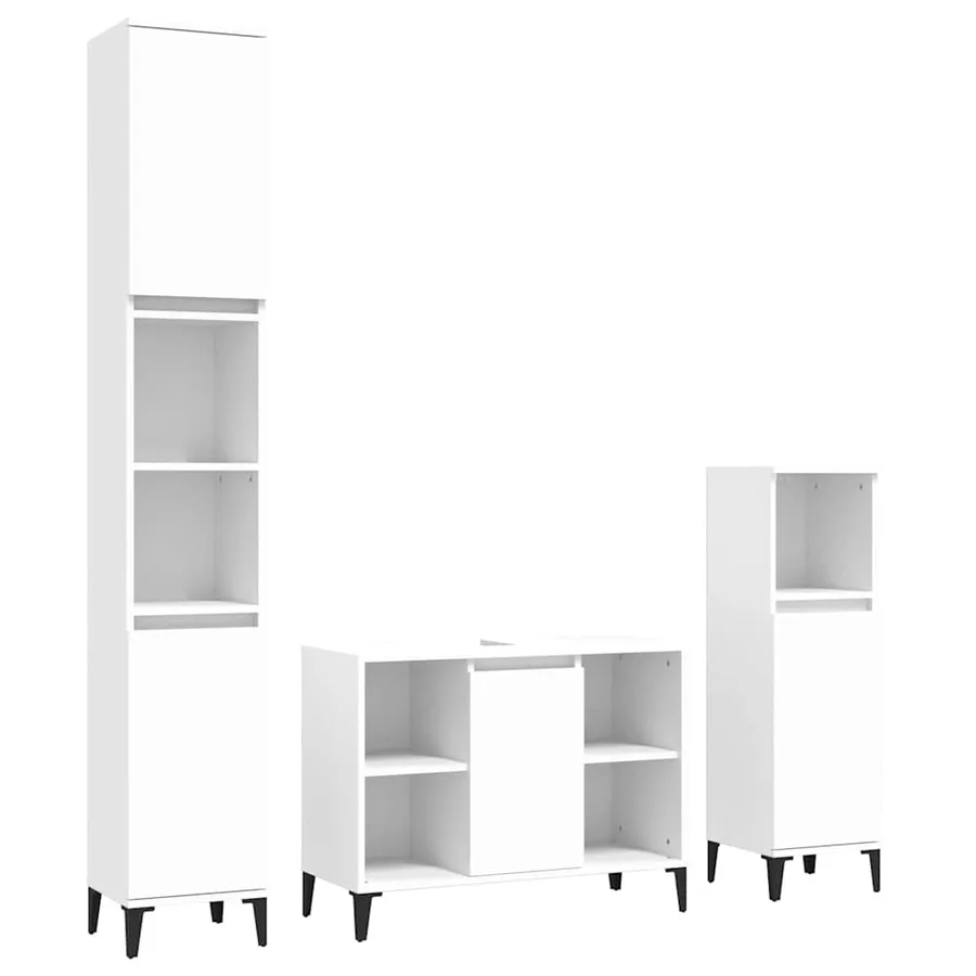 Ensemble de meubles salle de bain 3 pcs blanc bois d'ingénierie - 2