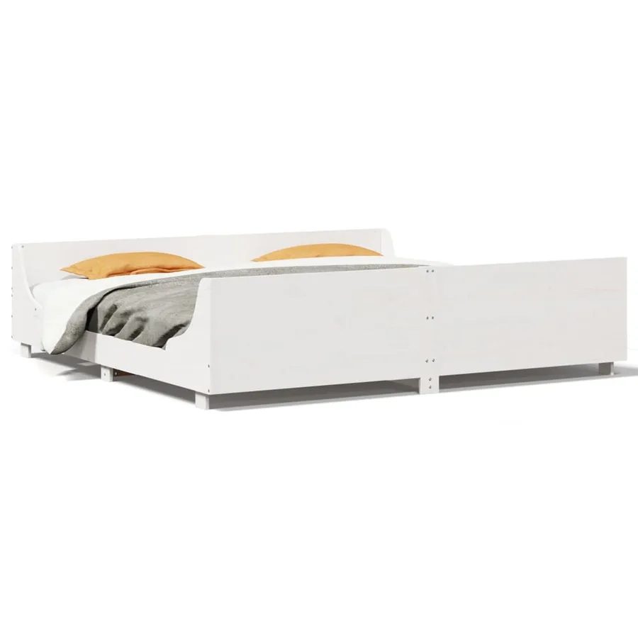 Cadre de lit sans matelas blanc 180x200 cm bois massif de pin - 2