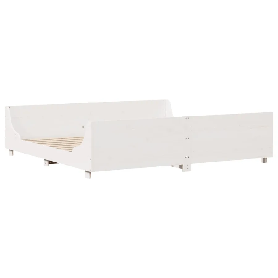Cadre de lit sans matelas blanc 180x200 cm bois massif de pin - 6