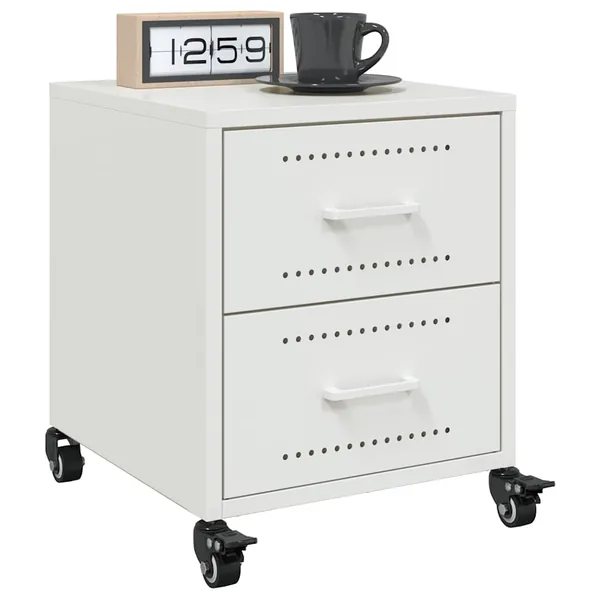 Tables de chevet 2 pcs blanc 36x39x43,5 cm acier