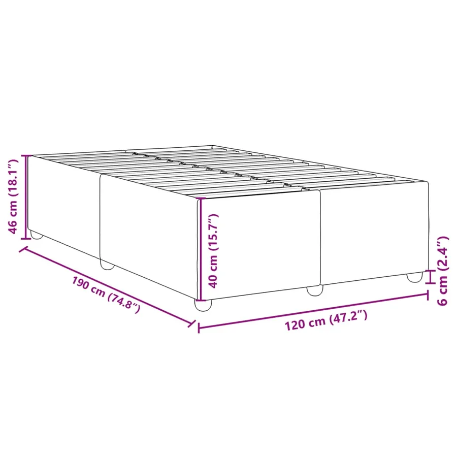 Cadre de lit sans matelas taupe 120x190 cm tissu - 9