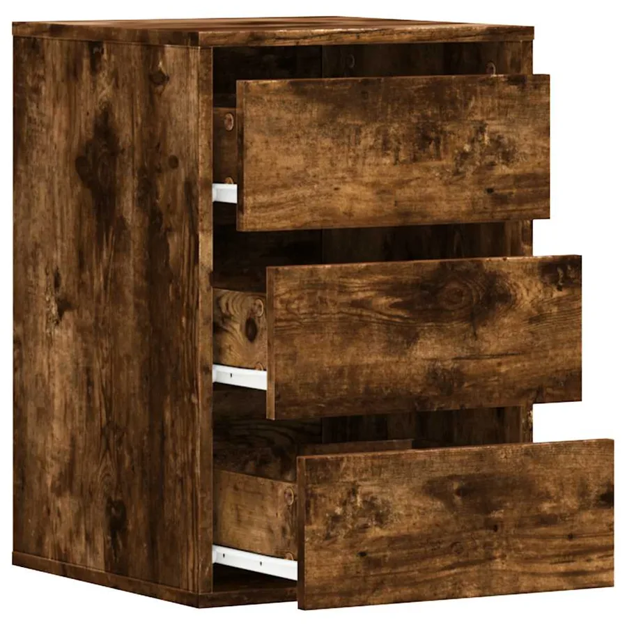 Commode d'angle chêne fumé 40x41x58 cm bois d'ingénierie - 5