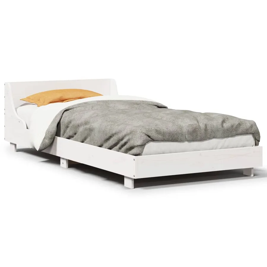 Cadre de lit sans matelas blanc 75x190 cm bois de pin massif - 2