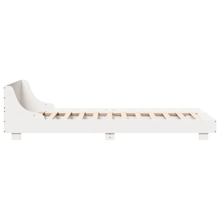 Cadre de lit sans matelas blanc 75x190 cm bois de pin massif - 5