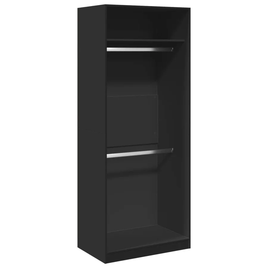 Garde-robe noir 80x50x200 cm bois d'ingénierie - 2