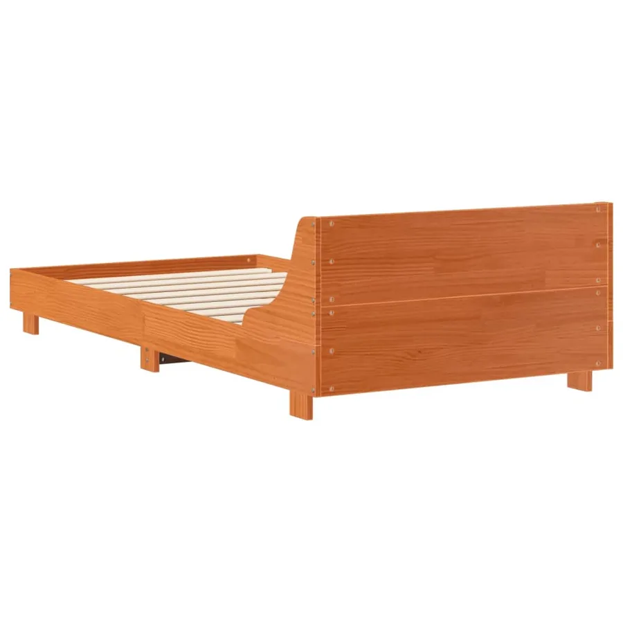 Cadre de lit sans matelas cire marron 90x200 cm bois pin massif - 6