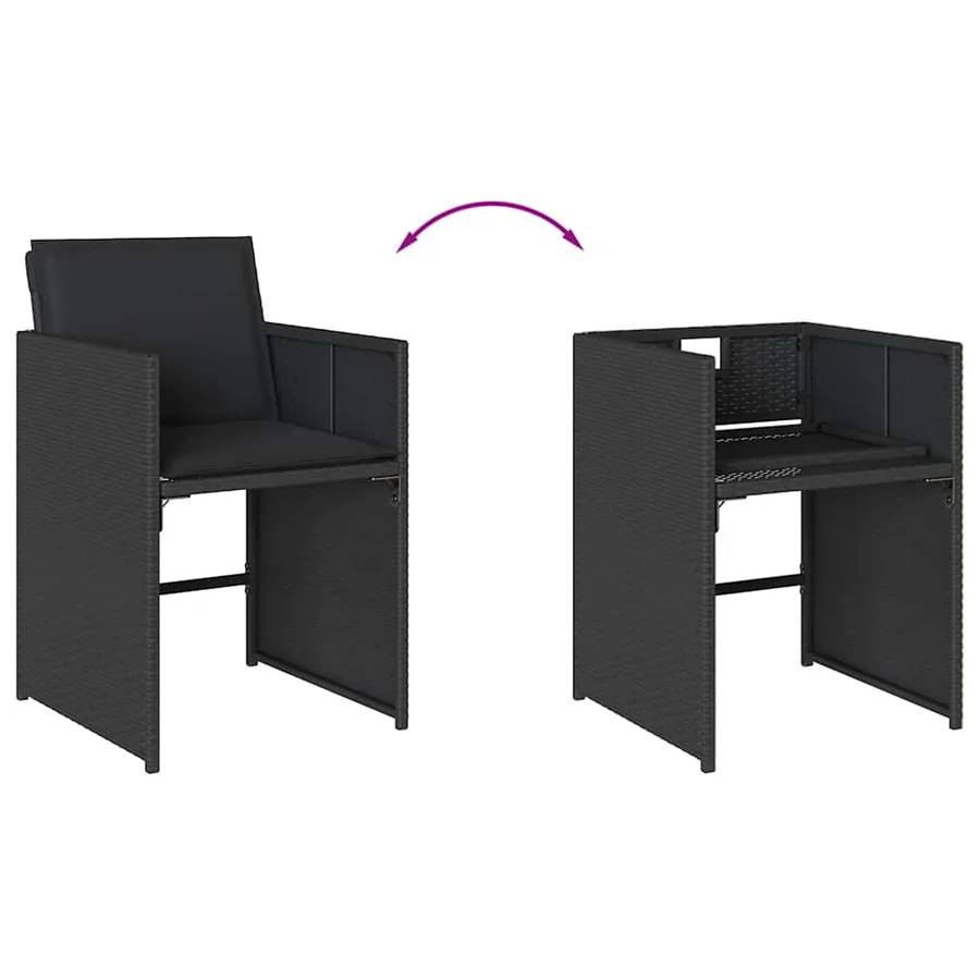 Ensemble à manger de jardin coussins 7pcs Noir Résine tressée - 6