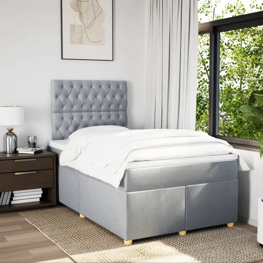 Sommier à lattes de lit avec matelas Gris clair 120x200cm Tissu - 3