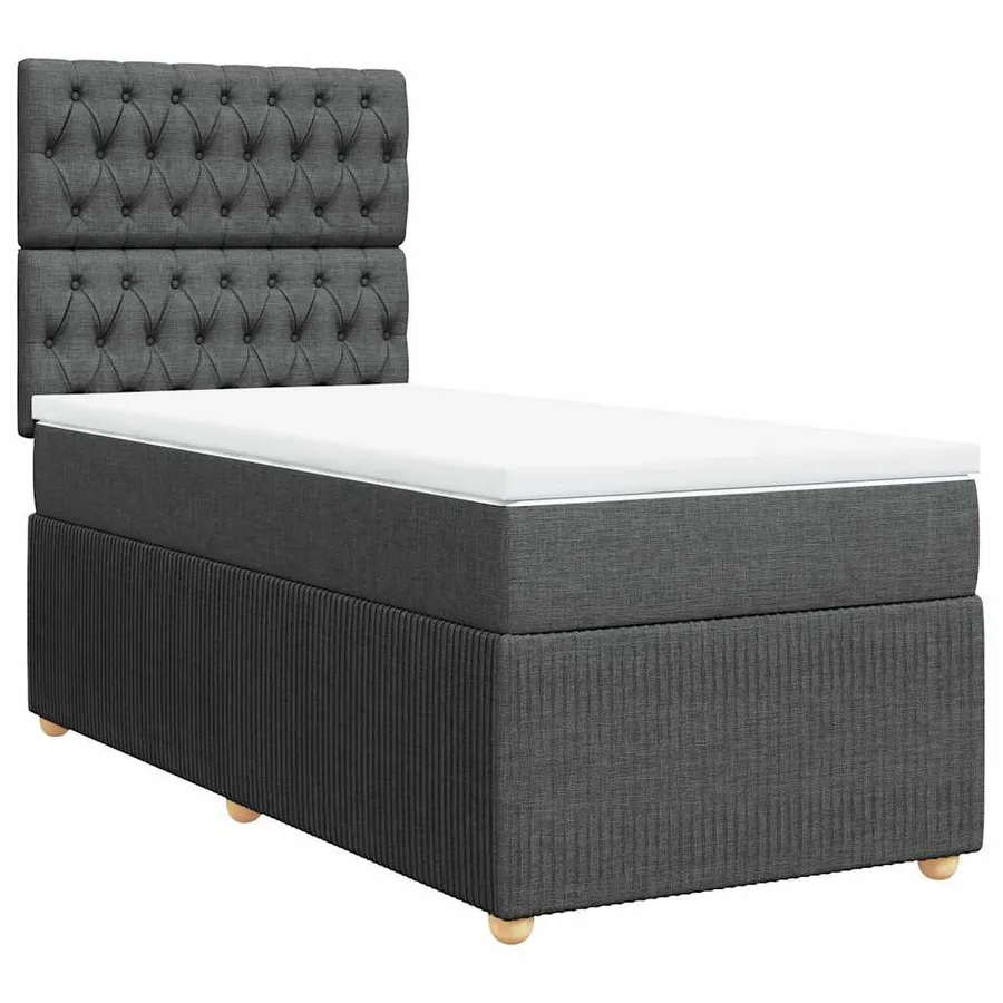 Sommier à lattes de lit et matelas Gris foncé 90x190 cm Tissu - 2