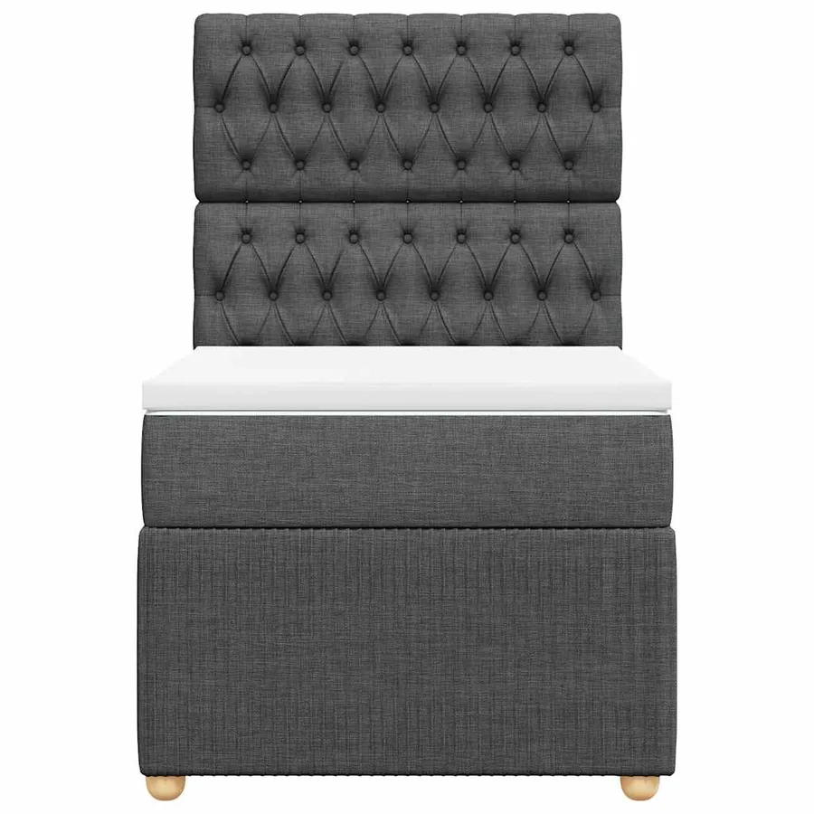 Sommier à lattes de lit et matelas Gris foncé 90x190 cm Tissu - 4