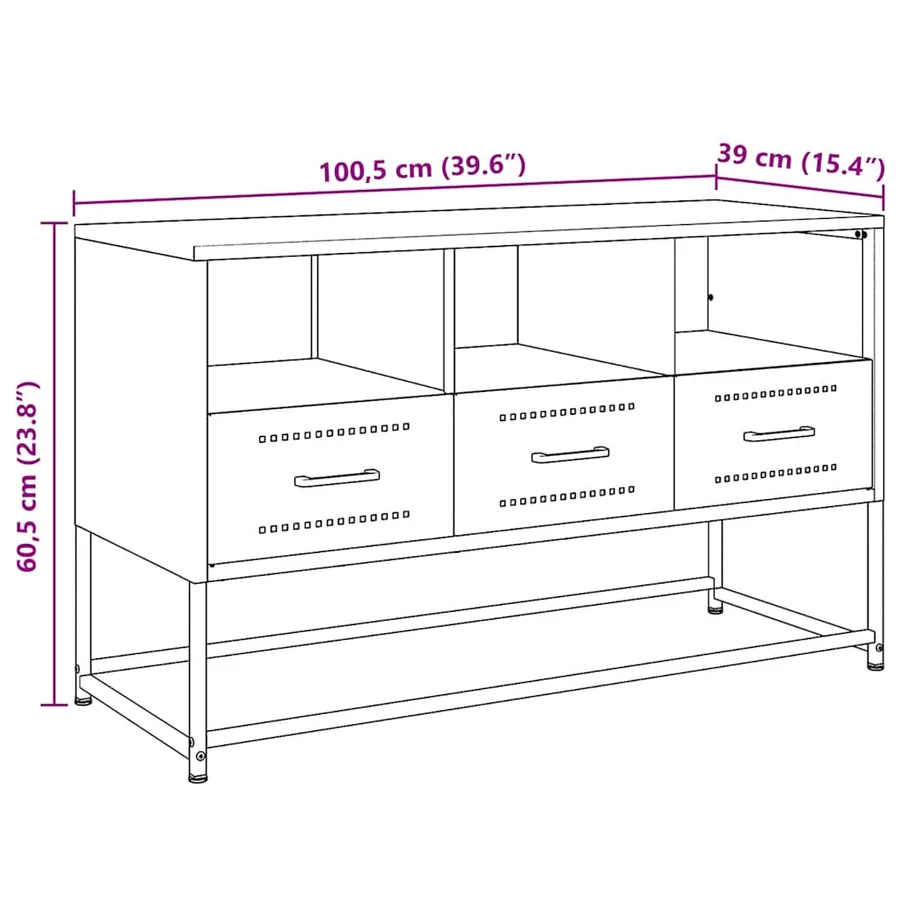 Meuble TV anthracite 100,5x39x60,5 cm acier - 12